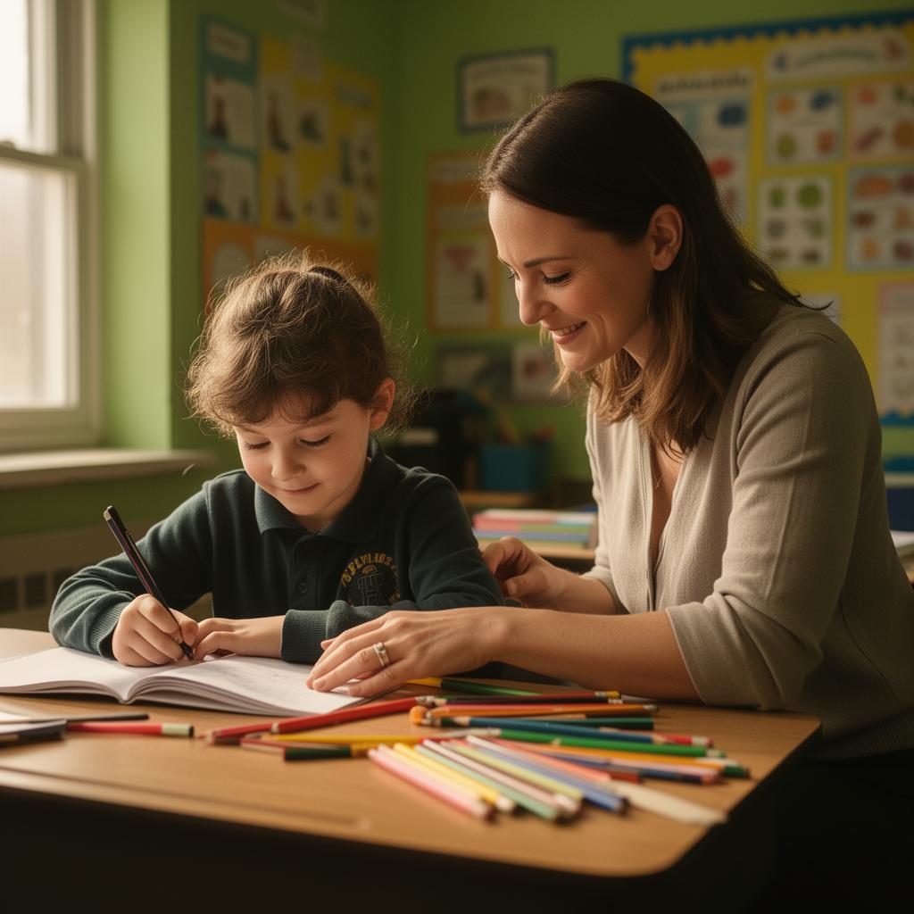 Teacher helping a student